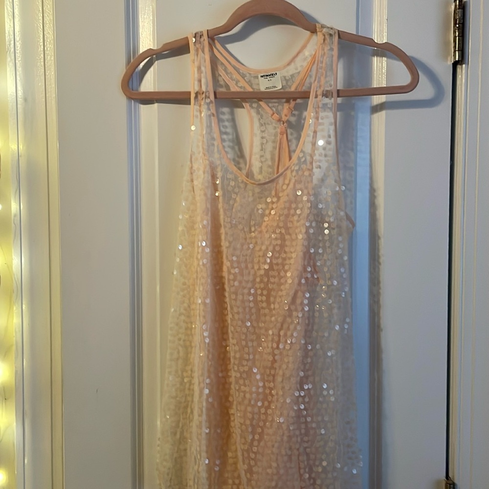 Free People Intimately Pale Pink Sequin Slip sheer mini Dress